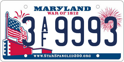 MD license plate 3AF9993