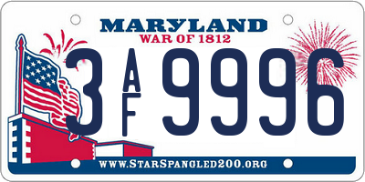 MD license plate 3AF9996