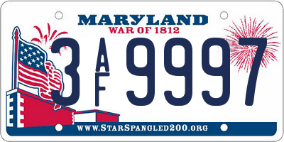 MD license plate 3AF9997