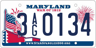 MD license plate 3AG0134