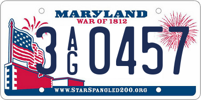 MD license plate 3AG0457