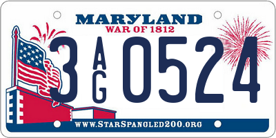 MD license plate 3AG0524