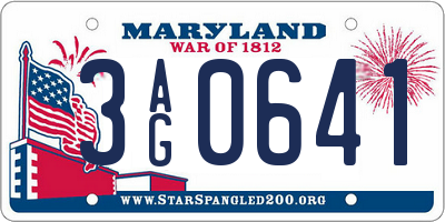 MD license plate 3AG0641