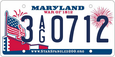 MD license plate 3AG0712
