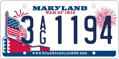 MD license plate 3AG1194