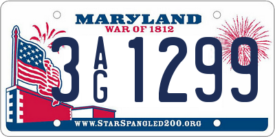 MD license plate 3AG1299