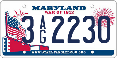 MD license plate 3AG2230