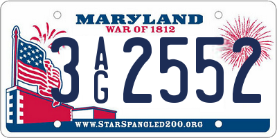 MD license plate 3AG2552