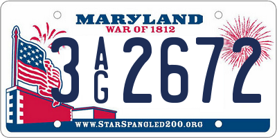 MD license plate 3AG2672