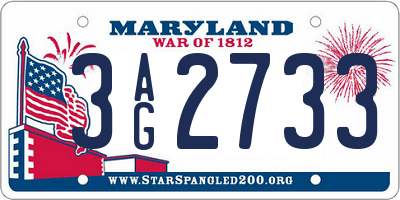 MD license plate 3AG2733