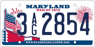 MD license plate 3AG2854