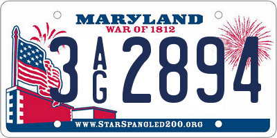 MD license plate 3AG2894