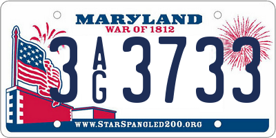 MD license plate 3AG3733