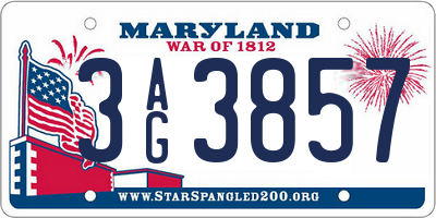 MD license plate 3AG3857