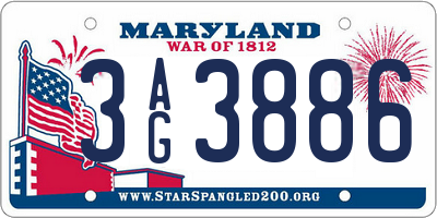 MD license plate 3AG3886
