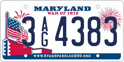 MD license plate 3AG4383