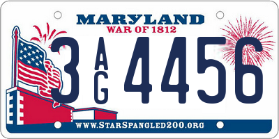 MD license plate 3AG4456