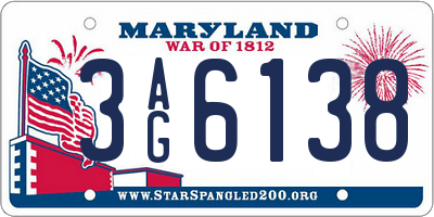 MD license plate 3AG6138