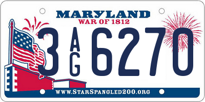 MD license plate 3AG6270
