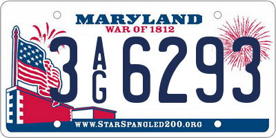 MD license plate 3AG6293