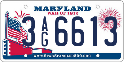 MD license plate 3AG6613