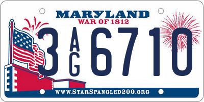 MD license plate 3AG6710