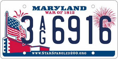 MD license plate 3AG6916