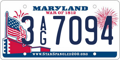 MD license plate 3AG7094