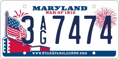 MD license plate 3AG7474