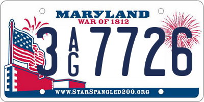 MD license plate 3AG7726
