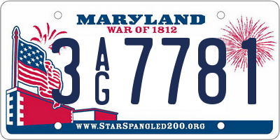 MD license plate 3AG7781