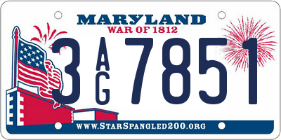 MD license plate 3AG7851
