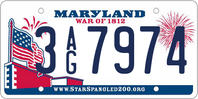 MD license plate 3AG7974