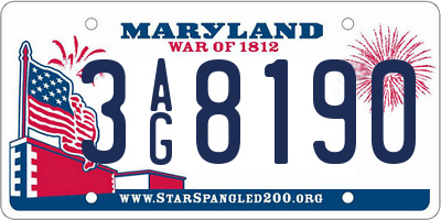 MD license plate 3AG8190