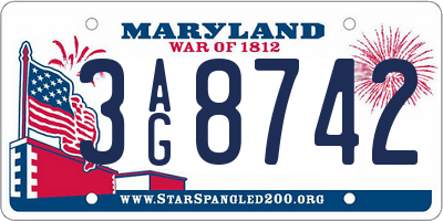 MD license plate 3AG8742