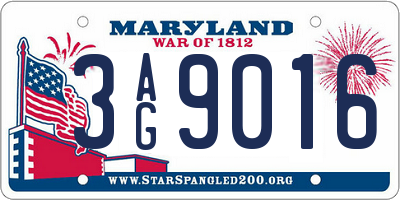 MD license plate 3AG9016