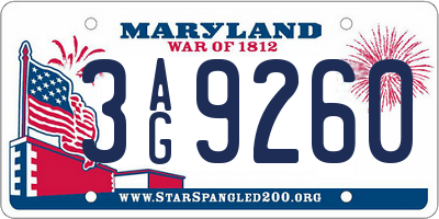 MD license plate 3AG9260