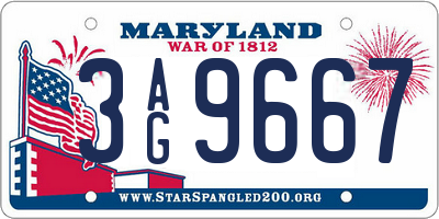 MD license plate 3AG9667