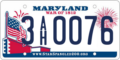 MD license plate 3AH0076
