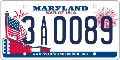 MD license plate 3AH0089