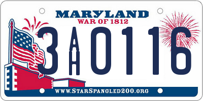 MD license plate 3AH0116