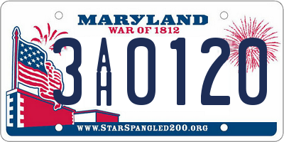 MD license plate 3AH0120