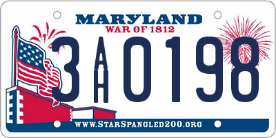 MD license plate 3AH0198