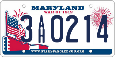 MD license plate 3AH0214