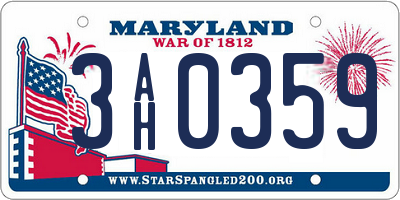 MD license plate 3AH0359