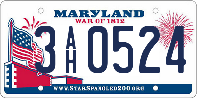 MD license plate 3AH0524