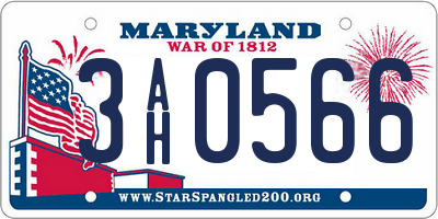 MD license plate 3AH0566