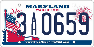 MD license plate 3AH0659