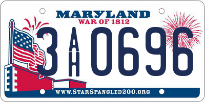 MD license plate 3AH0696