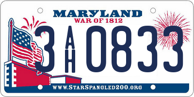 MD license plate 3AH0833